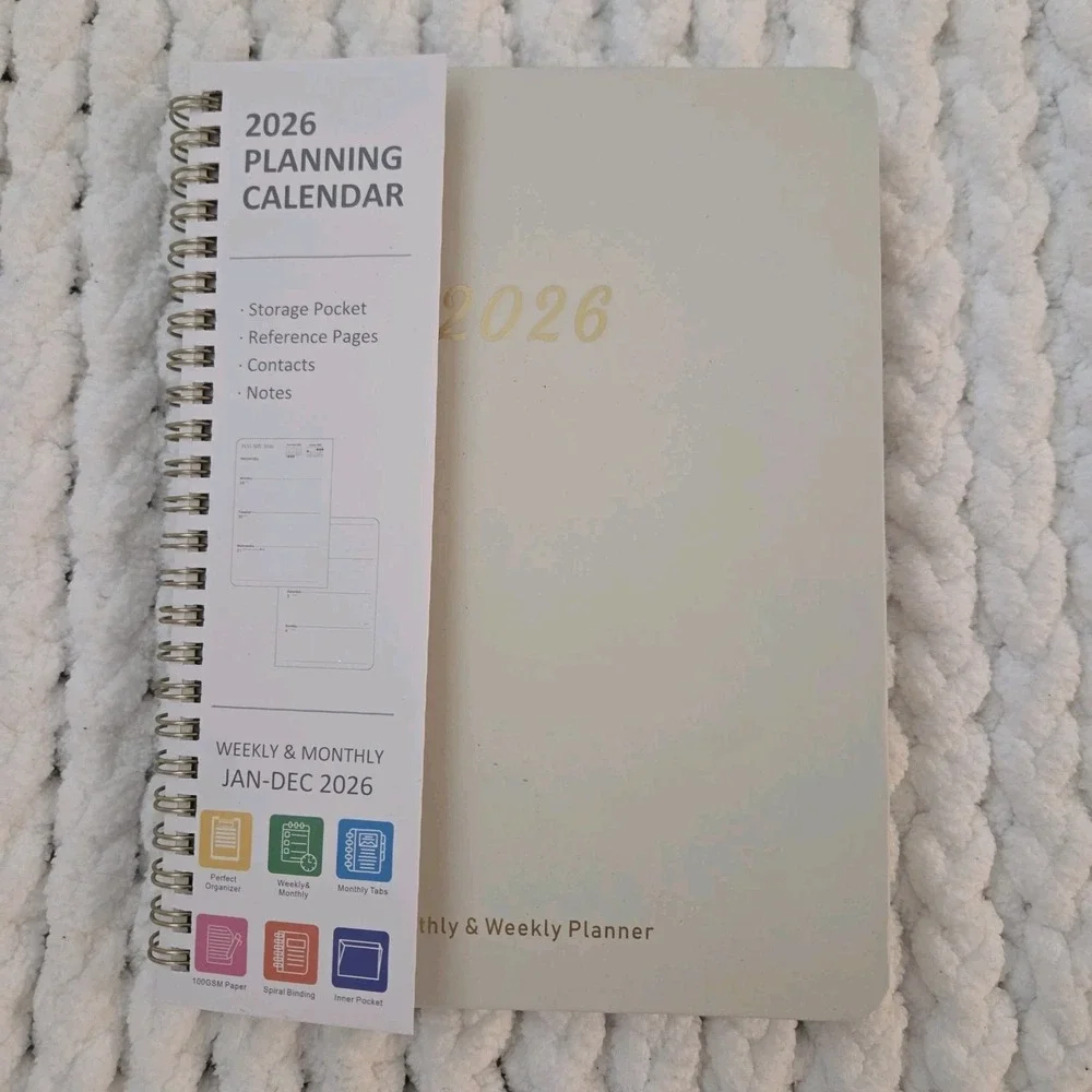 2026 Planner, Weekly and Monthly Calendar Academic Planner Cream Color